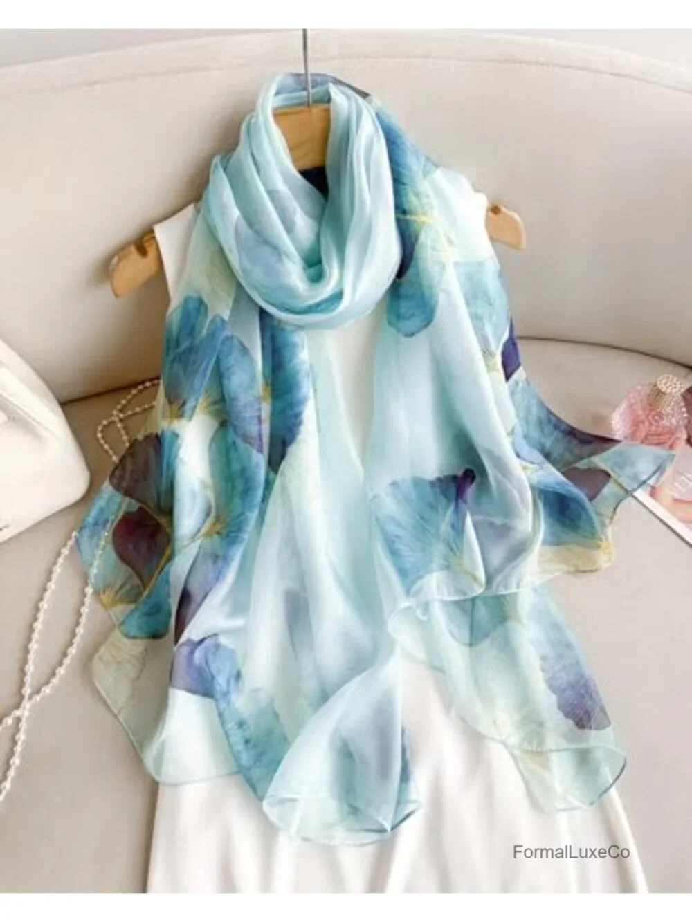 100% Mulberry Silk Large Chiffon Shawl Wrap Scarf for Women
